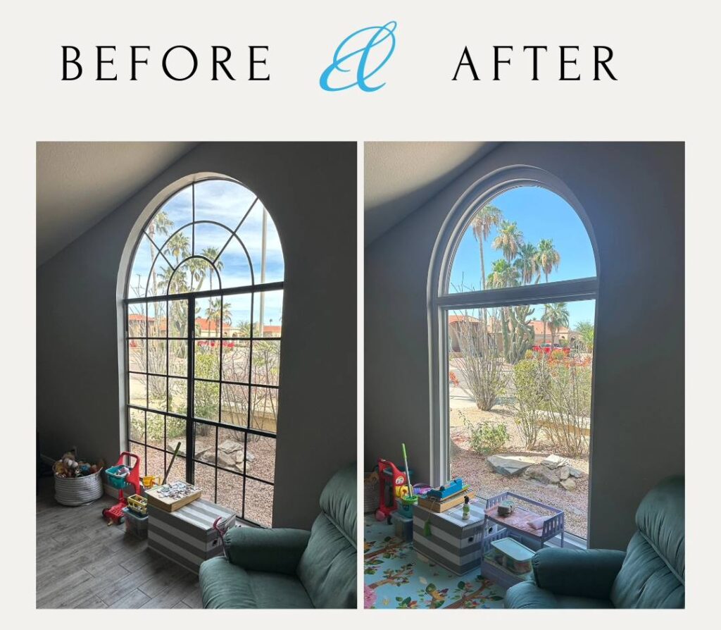 Before and after window replacement in Arizona home